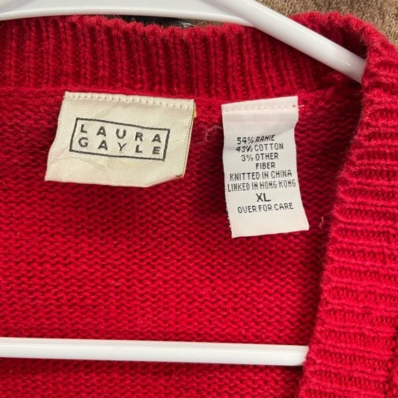 Vintage Laura Gayle Button Up Red Christmas Sweater Vest - Picture 2 of 10